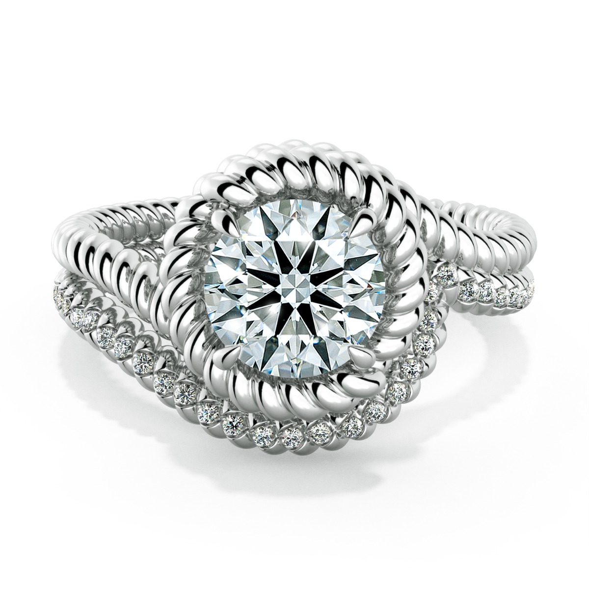 Abbraccio Braided Diamond Wedding Band — image 5 of 9