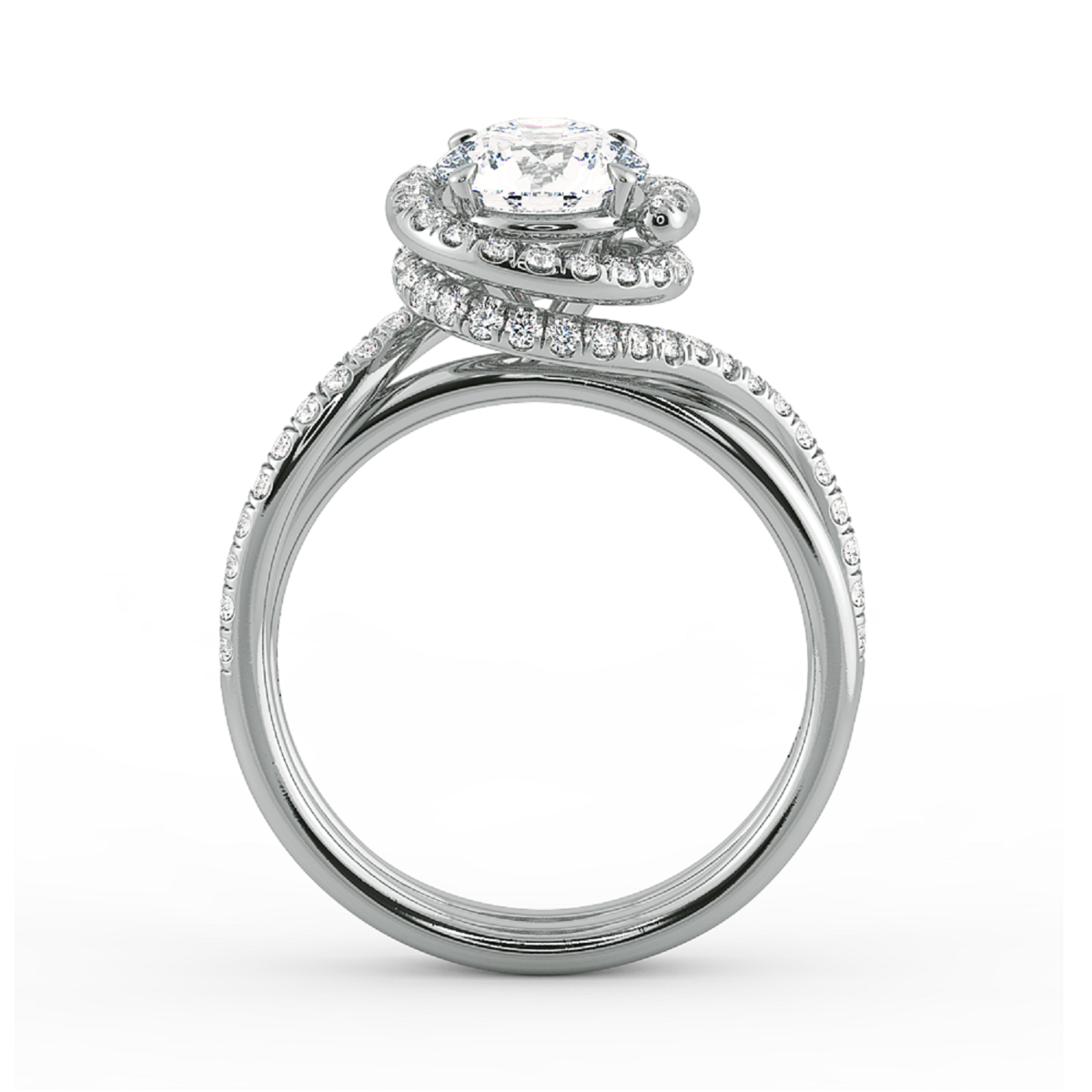 Abbraccio Double Ring Swirl Engagement Ring — image 2 of 9