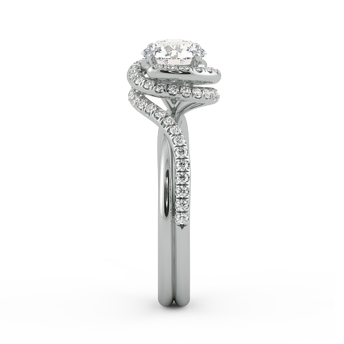 Abbraccio Double Ring Swirl Engagement Ring — image 3 of 9