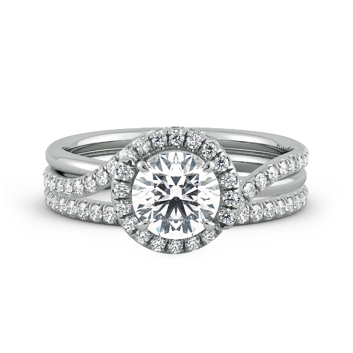 Abbraccio Double Ring Swirl Engagement Ring — image 4 of 9