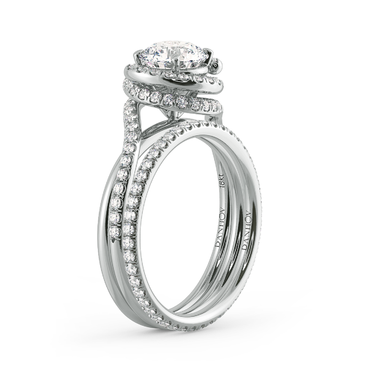 Abbraccio Double Ring Swirl Engagement Ring — image 5 of 9