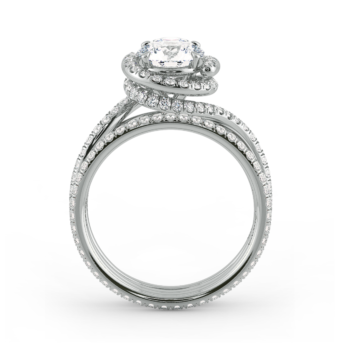 Abbraccio Double Ring Swirl Engagement Ring — image 6 of 9