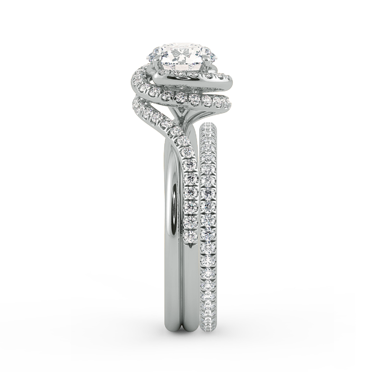 Abbraccio Double Ring Swirl Engagement Ring — image 7 of 9