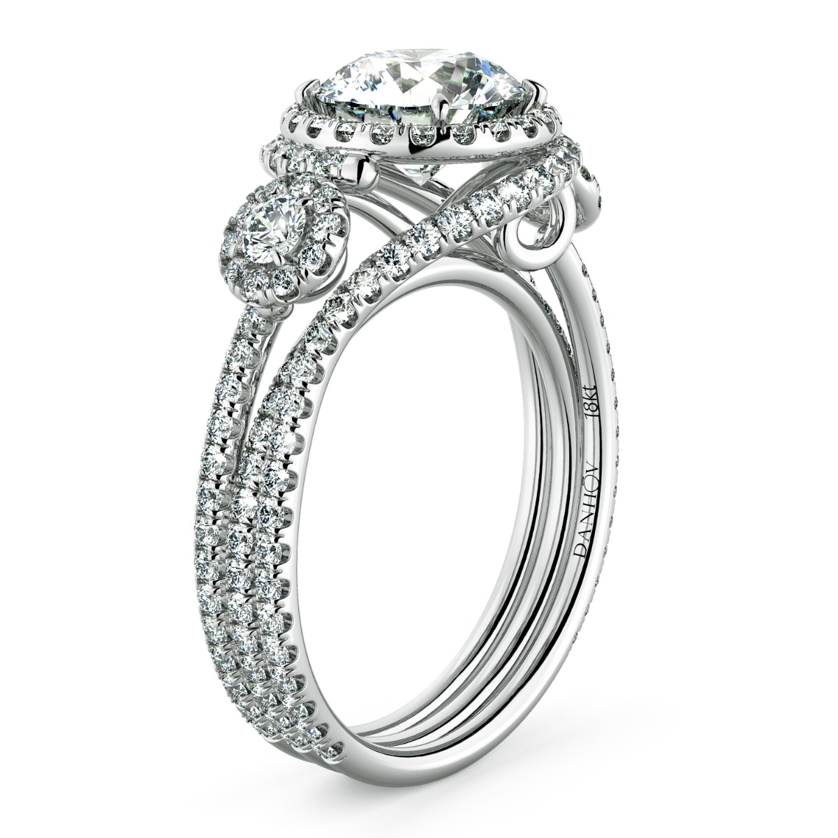 Abbraccio Unique Three Stone Engagement Ring — image 1 of 9