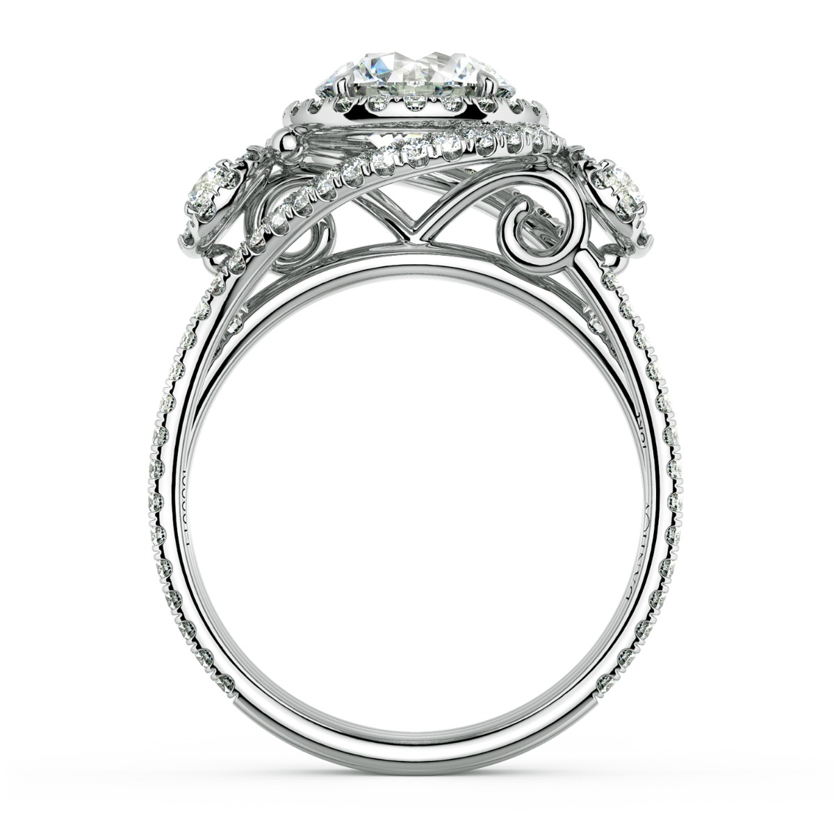 Abbraccio Unique Three Stone Engagement Ring — image 2 of 9