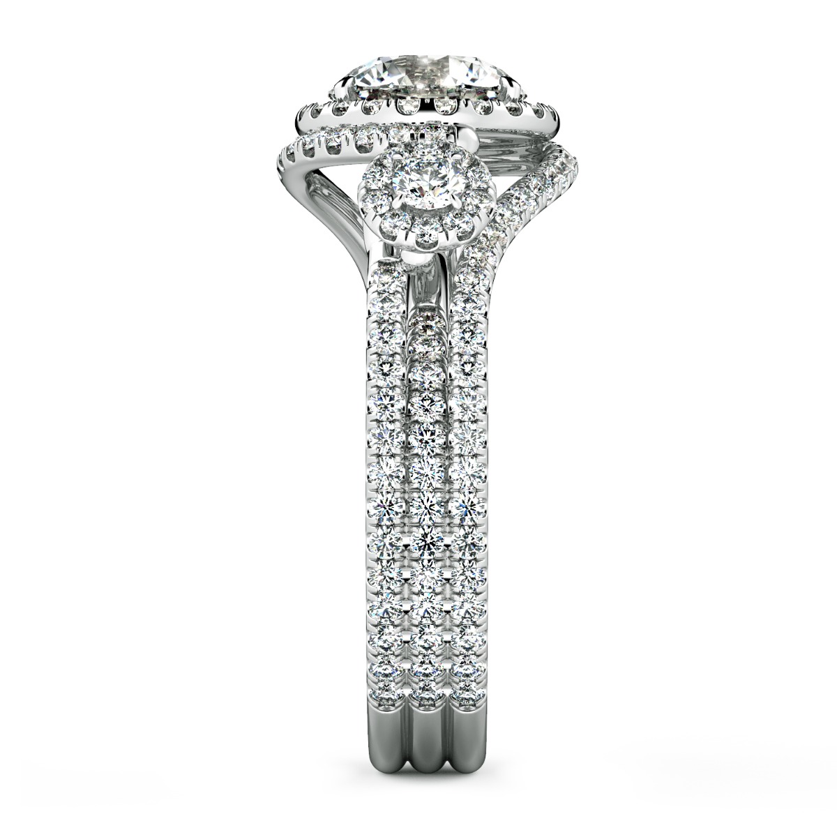 Abbraccio Unique Three Stone Engagement Ring — image 3 of 9