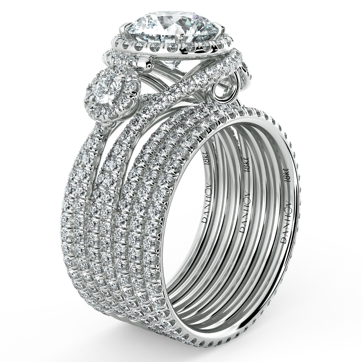 Abbraccio Unique Three Stone Engagement Ring — image 5 of 9