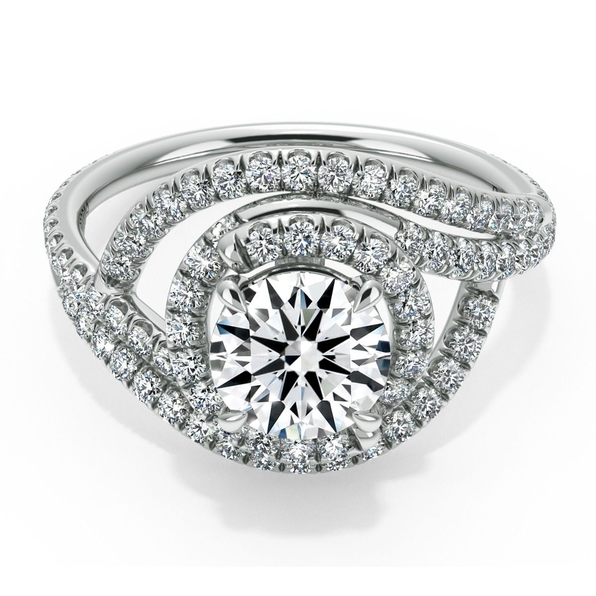Abbraccio Double Swirl Diamond Engagement Ring — image 1 of 9