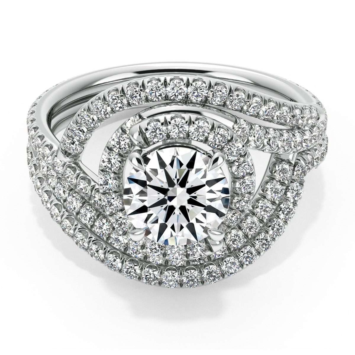 Abbraccio Double Swirl Diamond Engagement Ring — image 5 of 9
