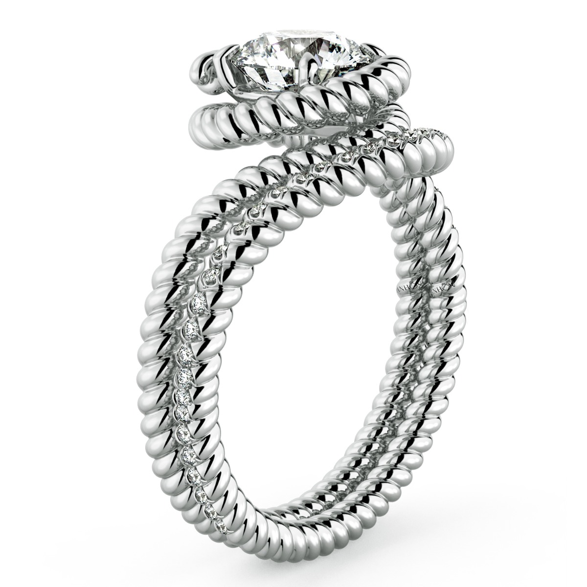 Abbraccio Braided Swirl Engagement Ring — image 6 of 9