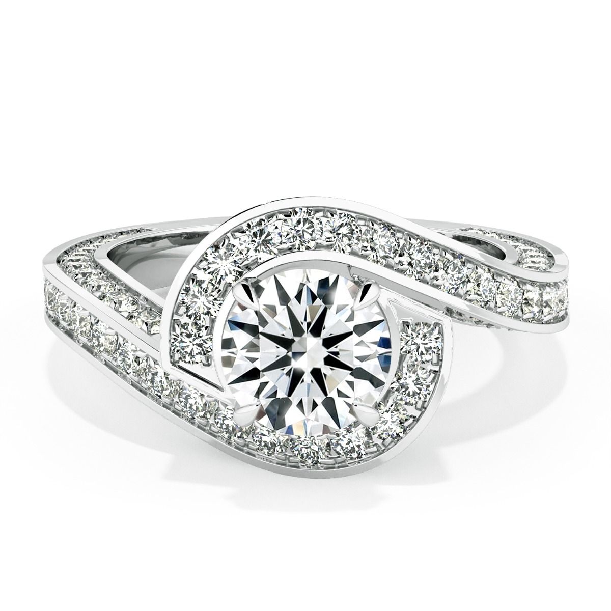 Abbraccio Swirl Diamond Engagement Ring — image 1 of 9