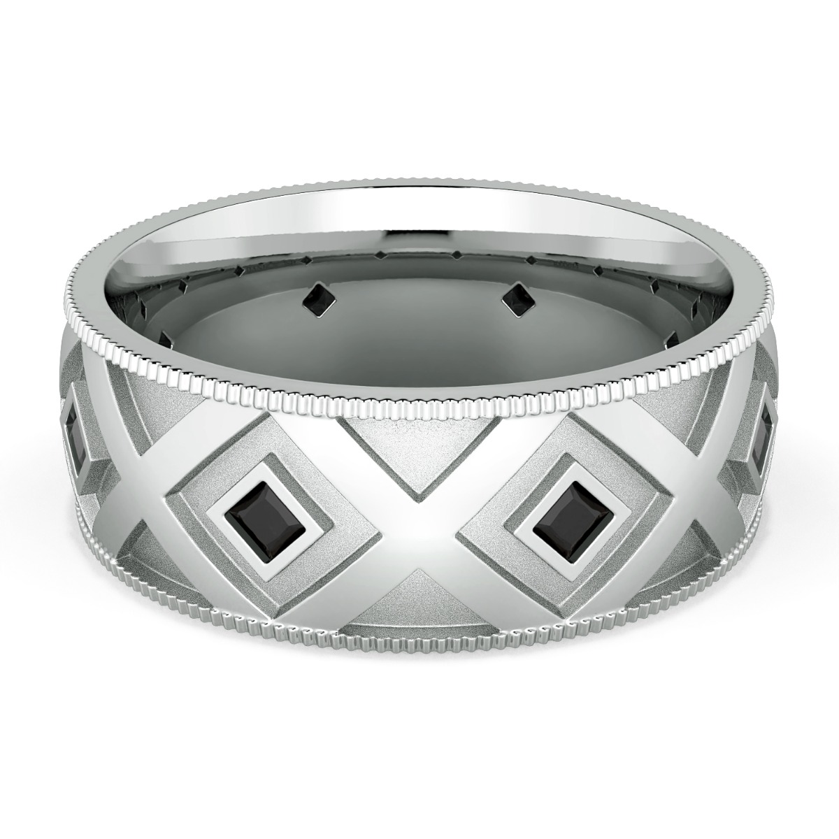 Classico Flat Black Diamond Wedding Band for Men — image 1 of 1