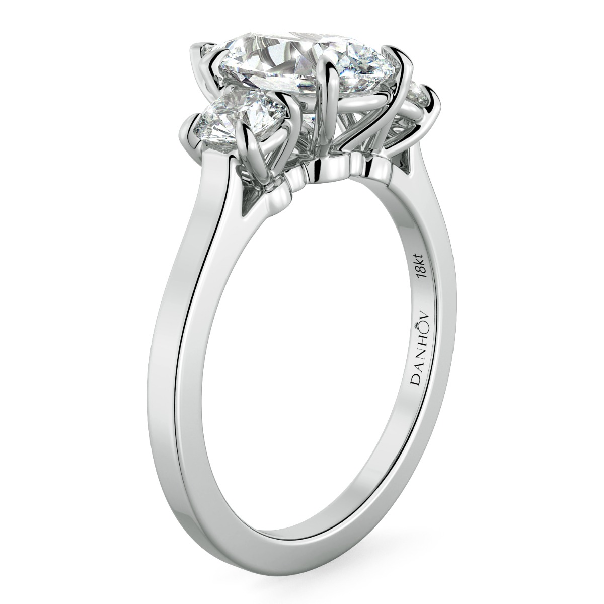 Classico Three Diamond Pear Cut Engagement Ring — image 2 of 9