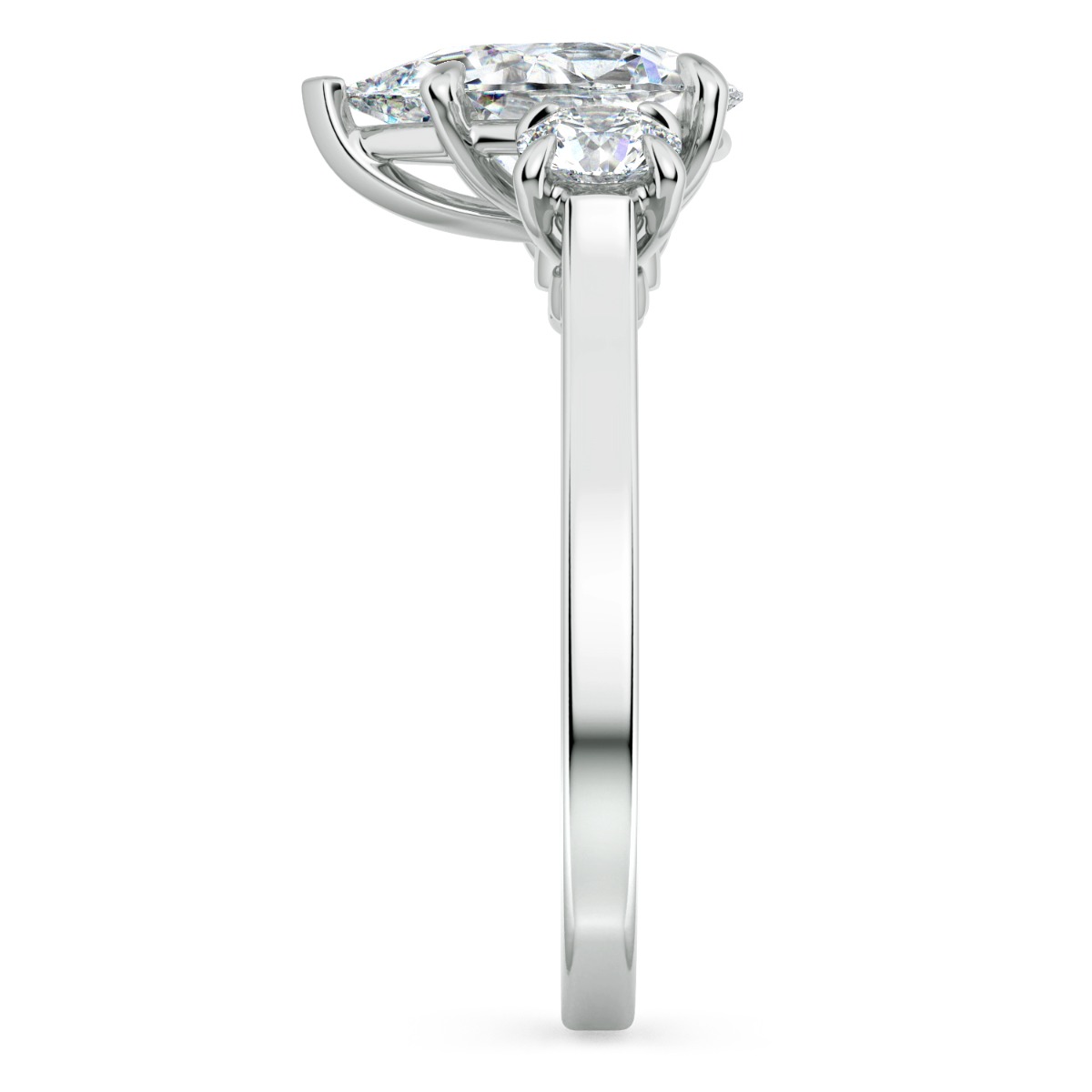 Classico Three Diamond Pear Cut Engagement Ring — image 4 of 9