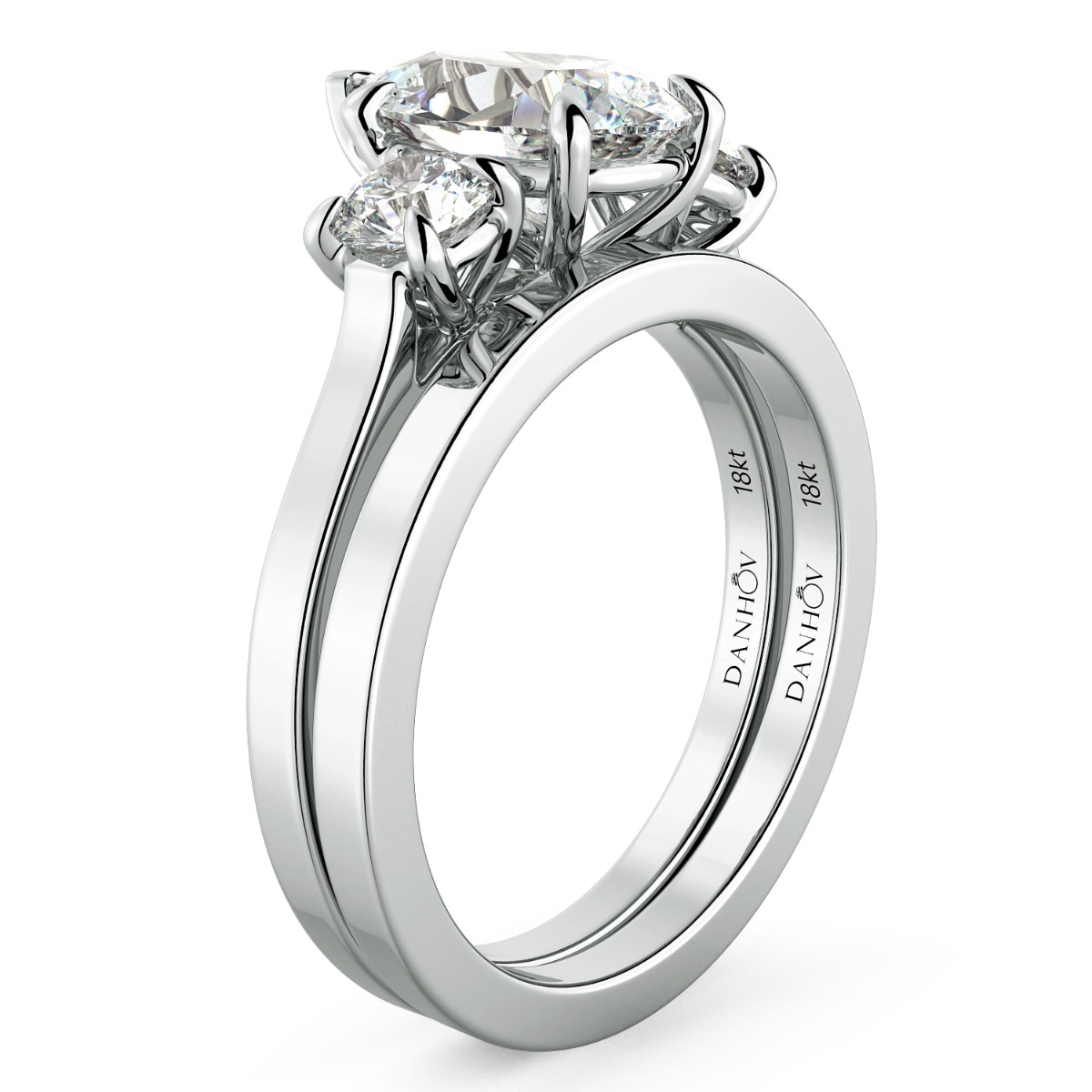 Classico Three Diamond Pear Cut Engagement Ring — image 6 of 9