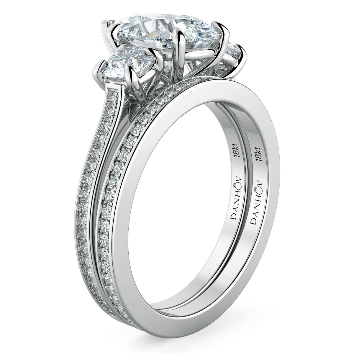 Classico Three Diamond Pear Cut Engagement Ring — image 6 of 9