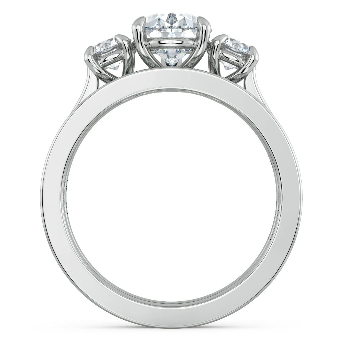 Classico Three Diamond Pear Cut Engagement Ring — image 7 of 9