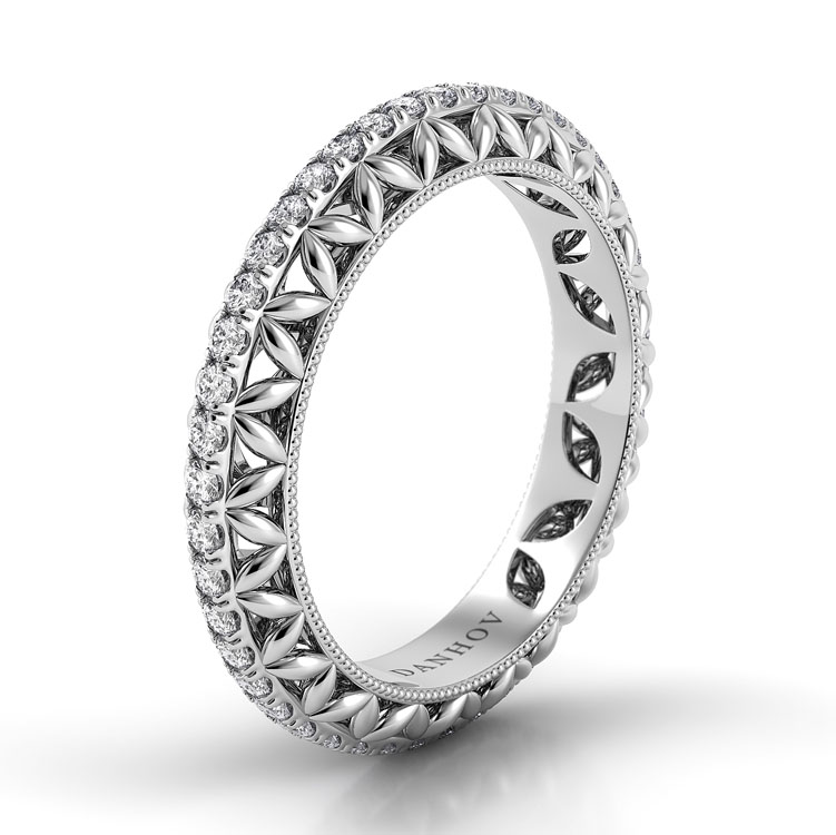Petalo Single Shank Floral Wedding Ring — image 2 of 4