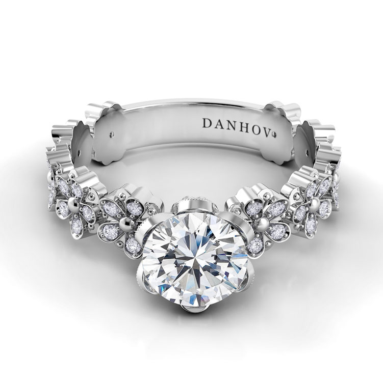 Petalo Single Shank Floral Engagement Ring — image 1 of 1