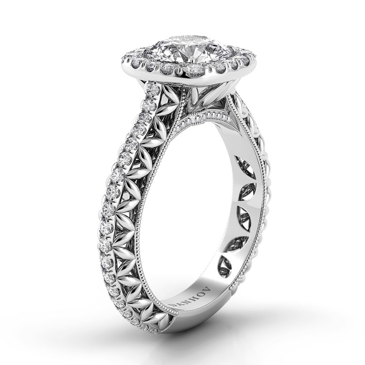 Petalo Single Shank Floral Engagement Ring — image 2 of 4
