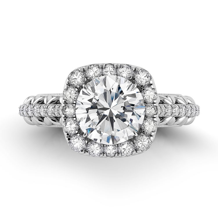 Petalo Single Shank Floral Engagement Ring — image 3 of 4