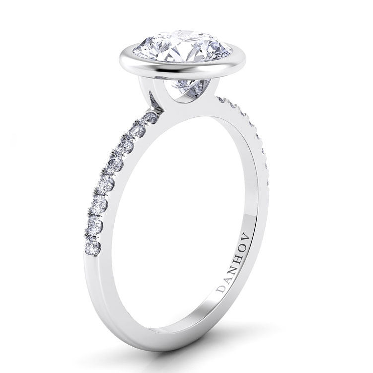 Per Lei Single Shank Oval Cut Diamond Engagement Ring — image 2 of 4