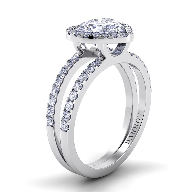 Per Lei Double Shank Heart Engagement Ring — image 2 of 4
