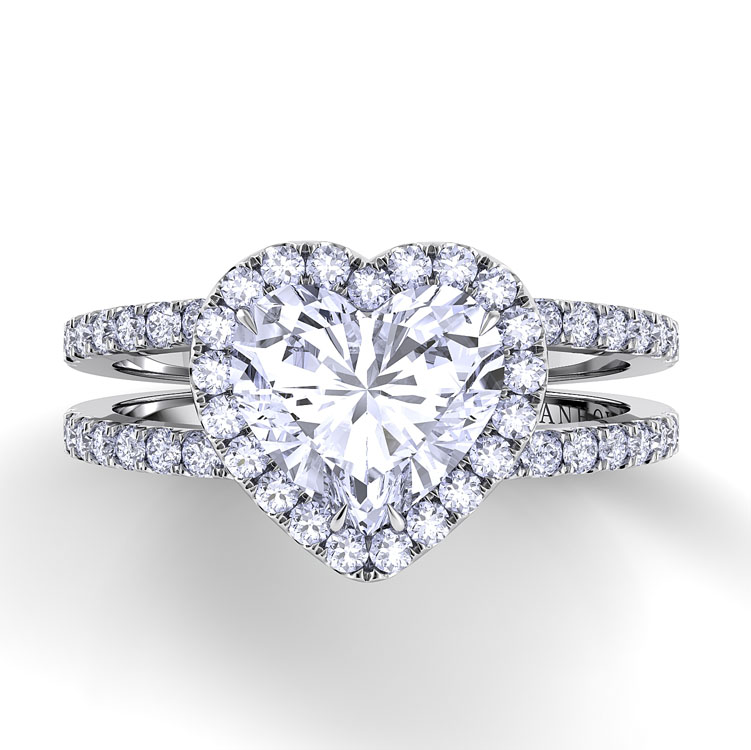 Per Lei Double Shank Heart Engagement Ring — image 3 of 4