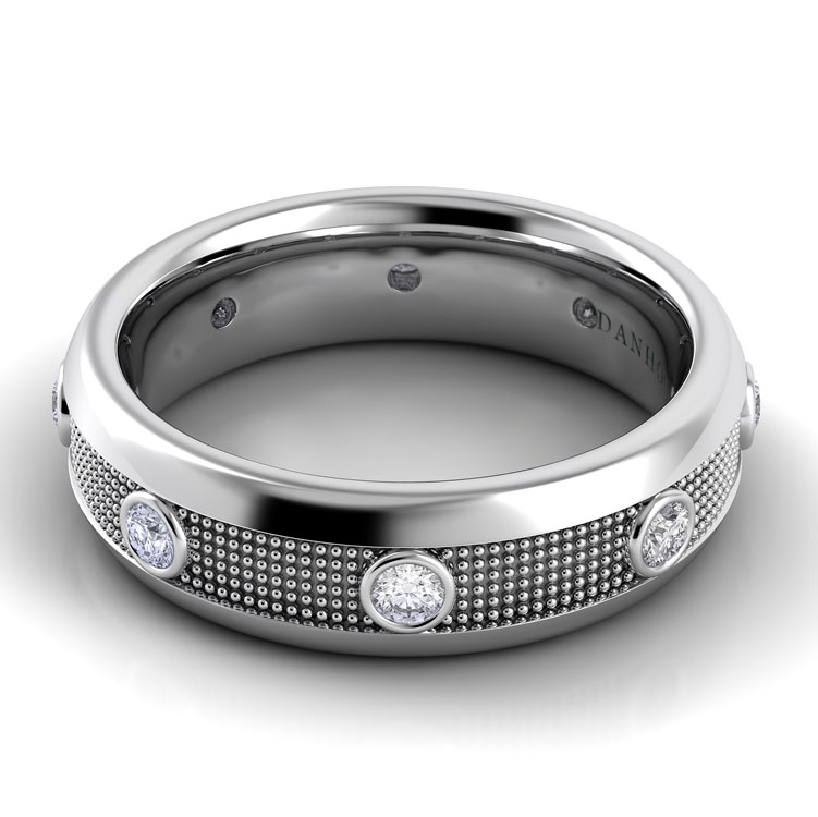 Pelote Domed Diamond Wedding Band for Him — image 1 of 1