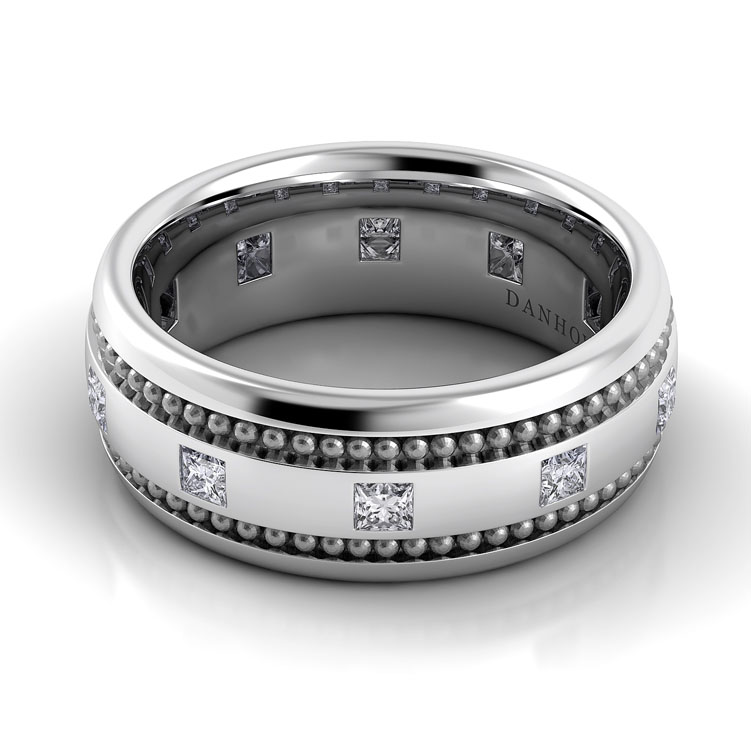 Pelote Platinum Domed Diamond Wedding Band for Men — image 1 of 1