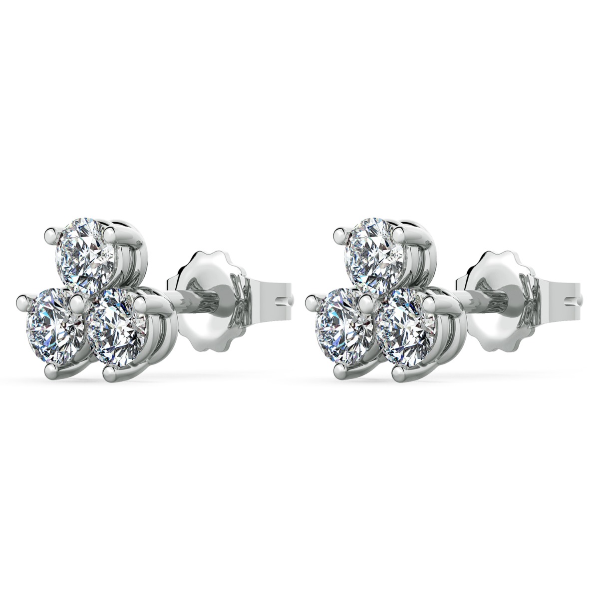 Trio Diamond Cluster Stud Earrings — image 2 of 5