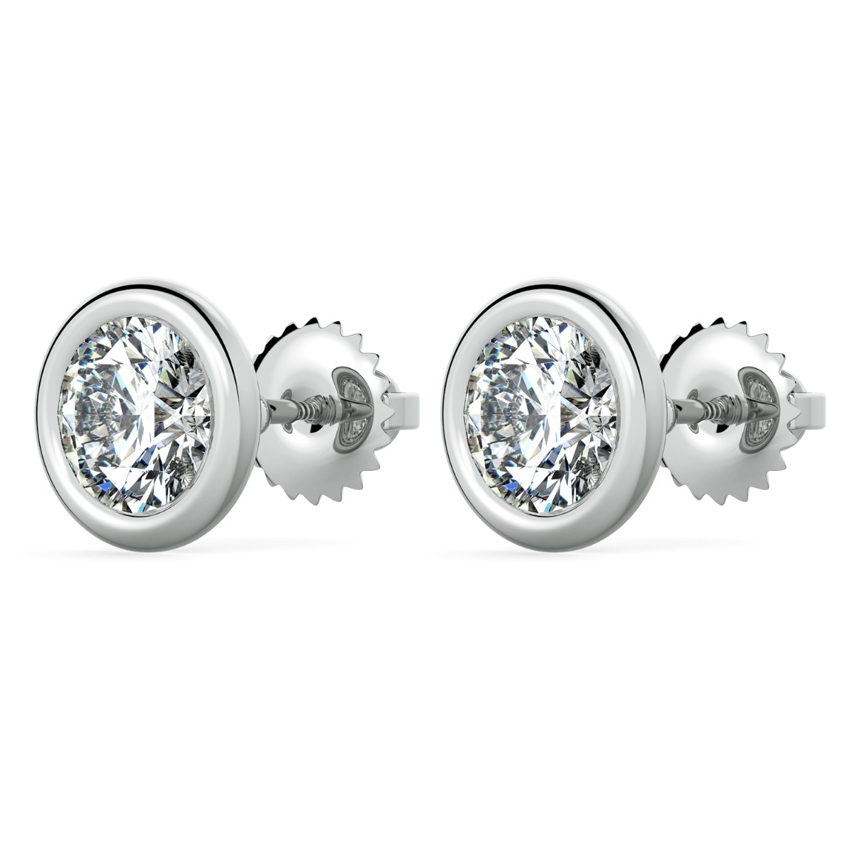 Bezel-Set Round Stud Earrings — image 2 of 5