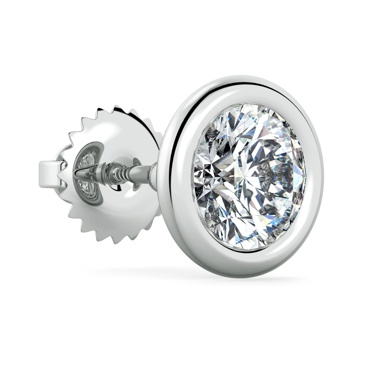 Bezel-Set Round Stud Earrings — image 3 of 5