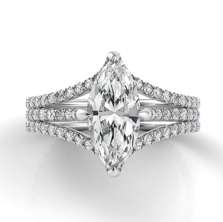 Solo Filo Triple Shank Marquise Engagement Ring — image 3 of 6