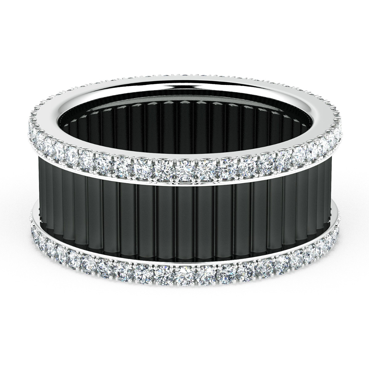 Tubetto Award Winning Wedding Band for Women in 14k Black & White Gold — image 1 of 1