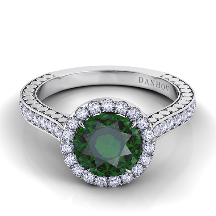 Tubetto Single Shank Green Tourmaline Diamond Ring — image 1 of 1