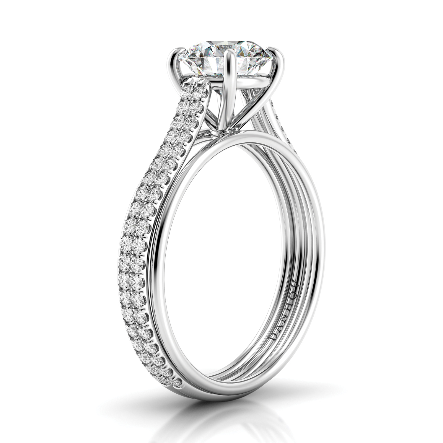 Unito Handcrafted Single Shank Double Row Diamond Engagement Ring — image 1 of 4