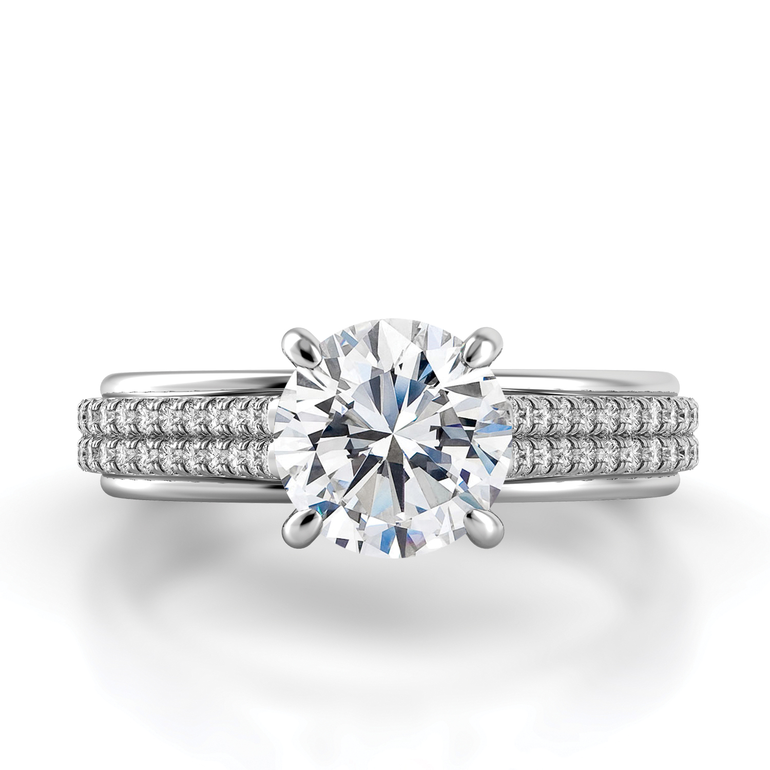 Unito Handcrafted Single Shank Double Row Diamond Engagement Ring — image 2 of 4