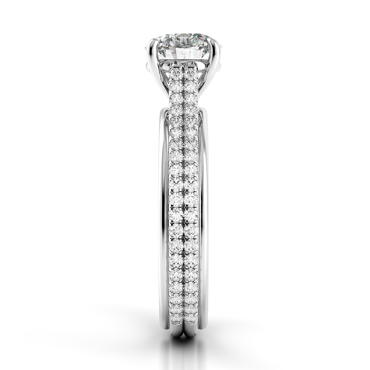 Unito Handcrafted Single Shank Double Row Diamond Engagement Ring — image 3 of 4