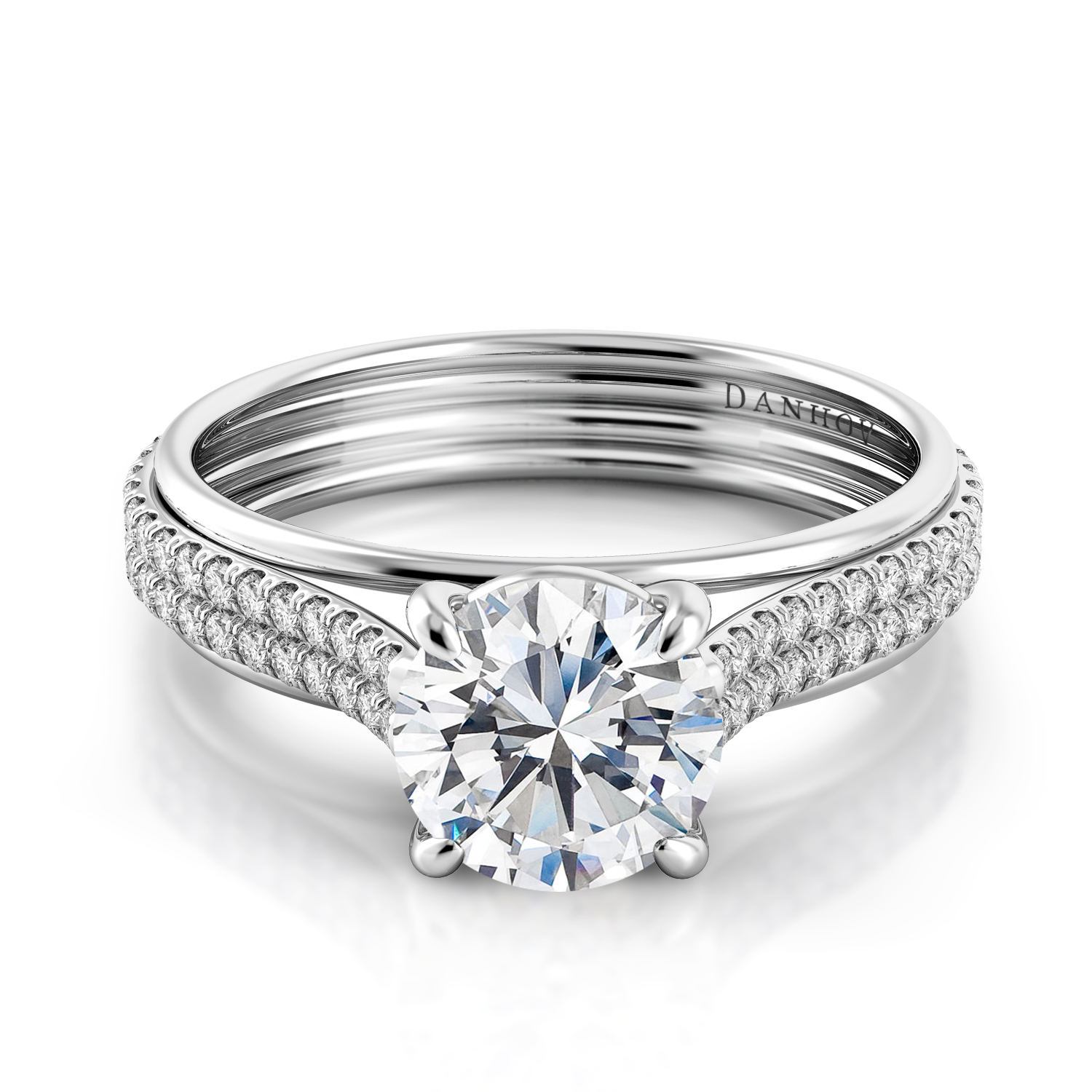 Unito Handcrafted Single Shank Double Row Diamond Engagement Ring — image 4 of 4