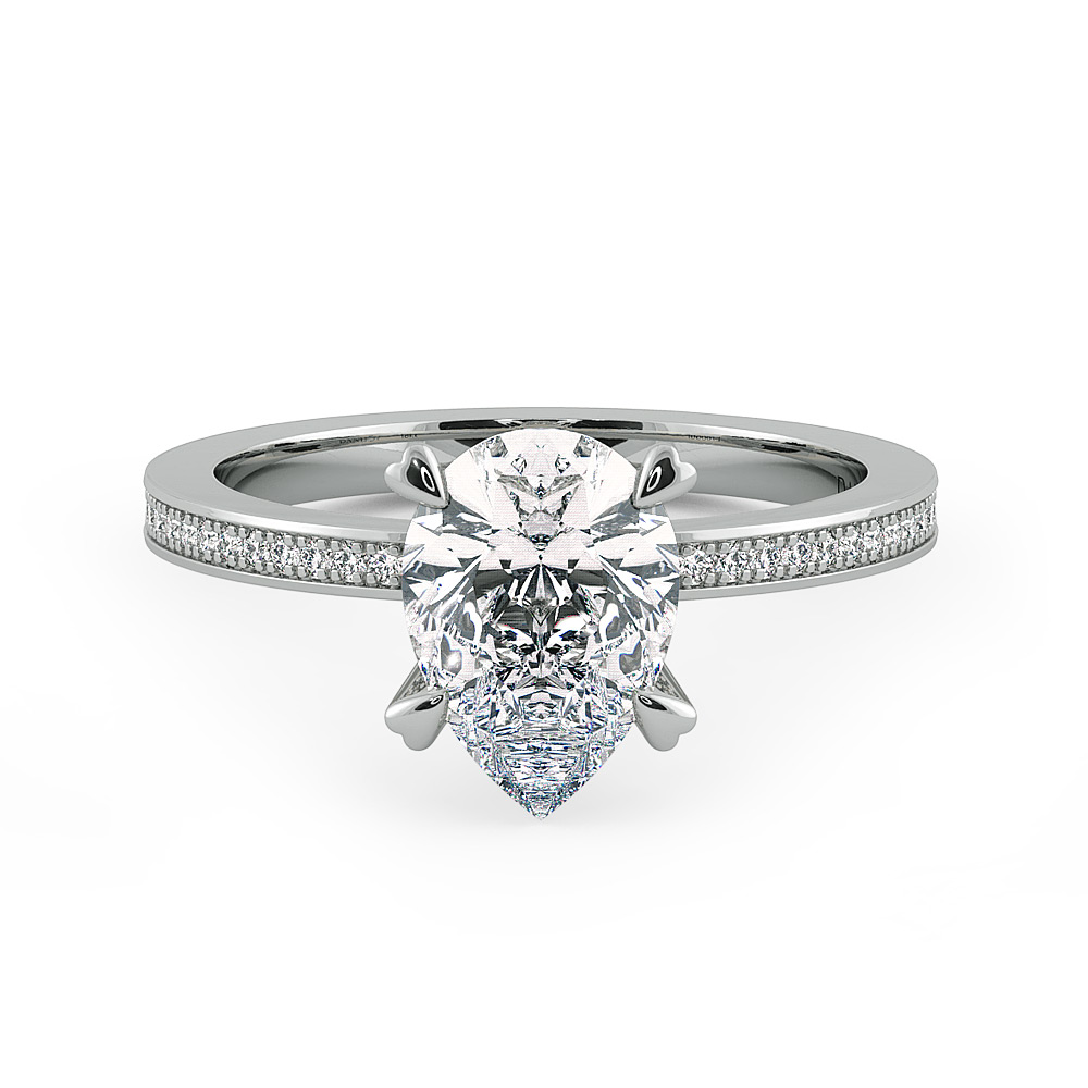 Classico Pear Cut Ladies Engagement Ring in 14k White Diamond — image 1 of 5