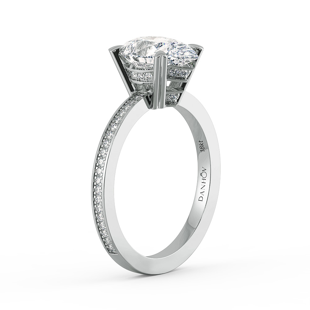 Classico Pear Cut Ladies Engagement Ring in 14k White Diamond — image 2 of 5