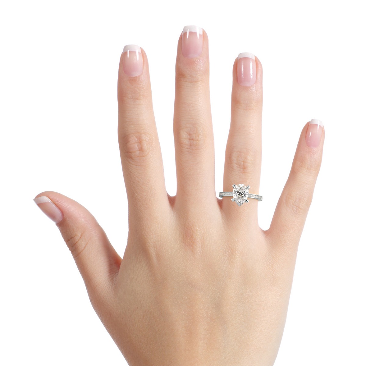 Classico Pear Cut Ladies Engagement Ring in 14k White Diamond — image 5 of 5