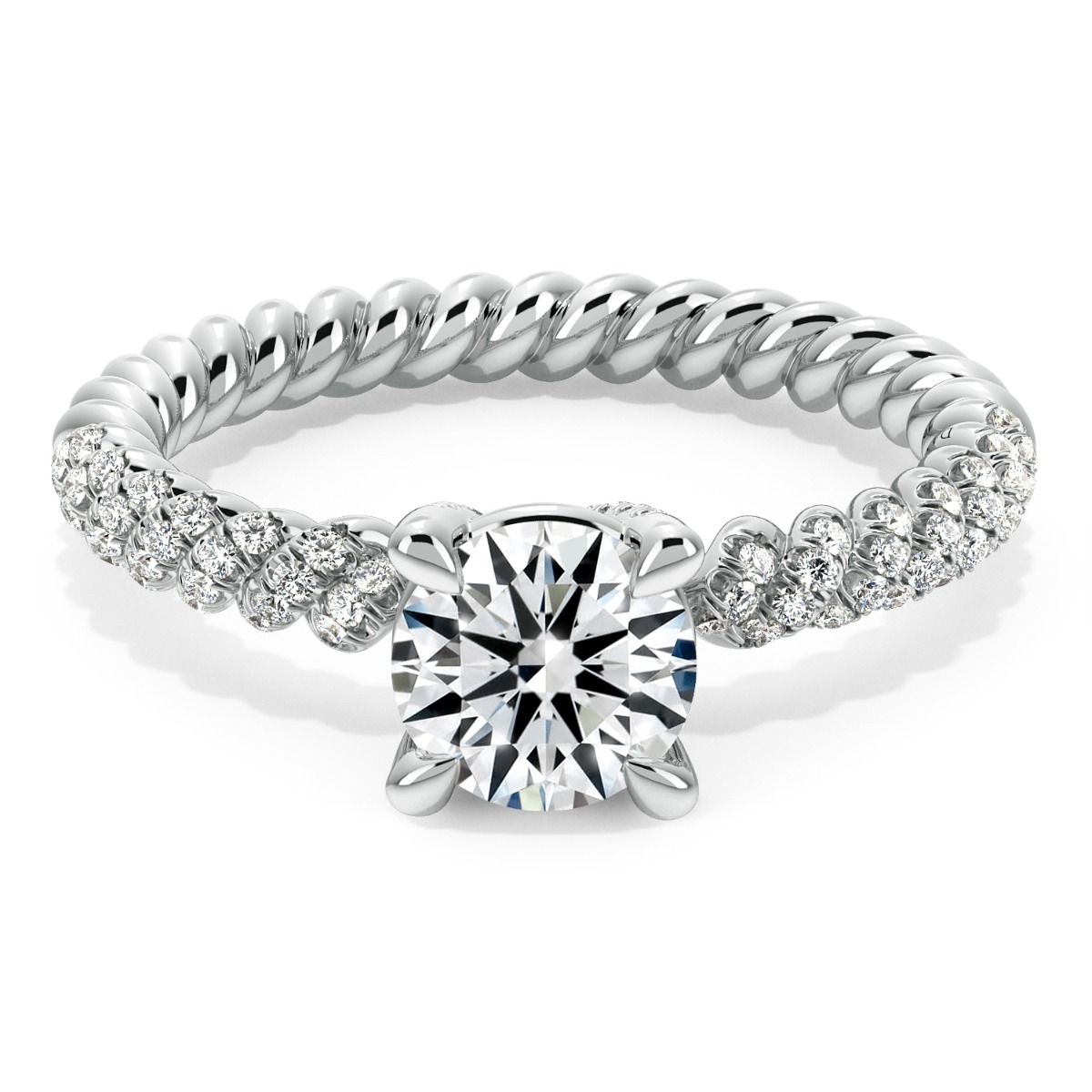 Eleganza Braided Diamond Engagement Ring — image 1 of 9