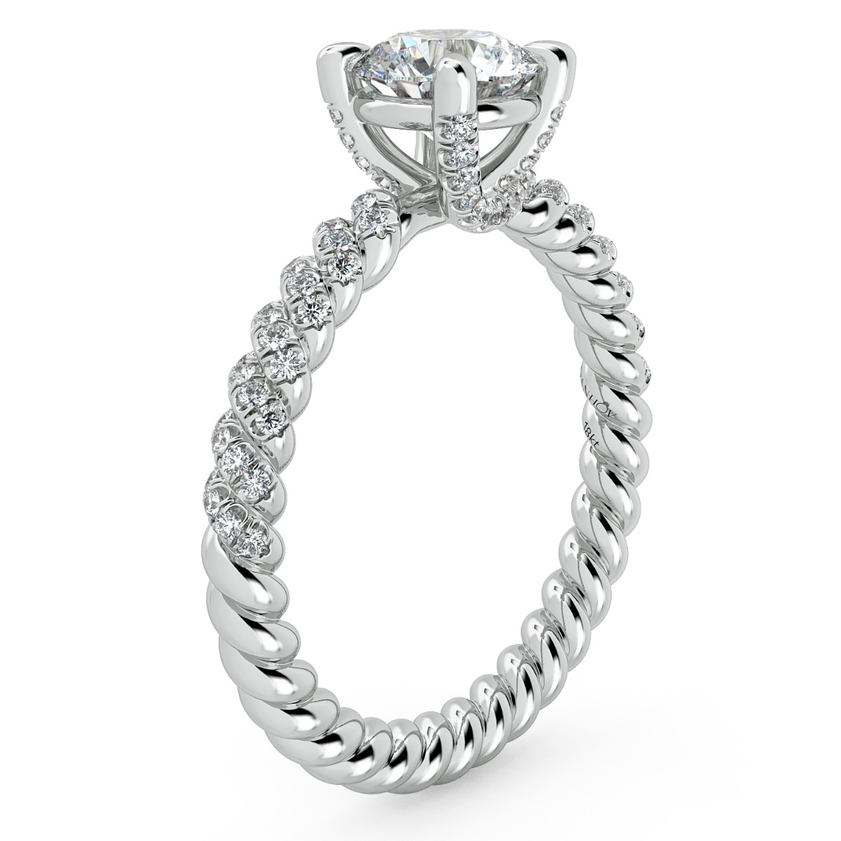 Eleganza Braided Diamond Engagement Ring — image 2 of 9