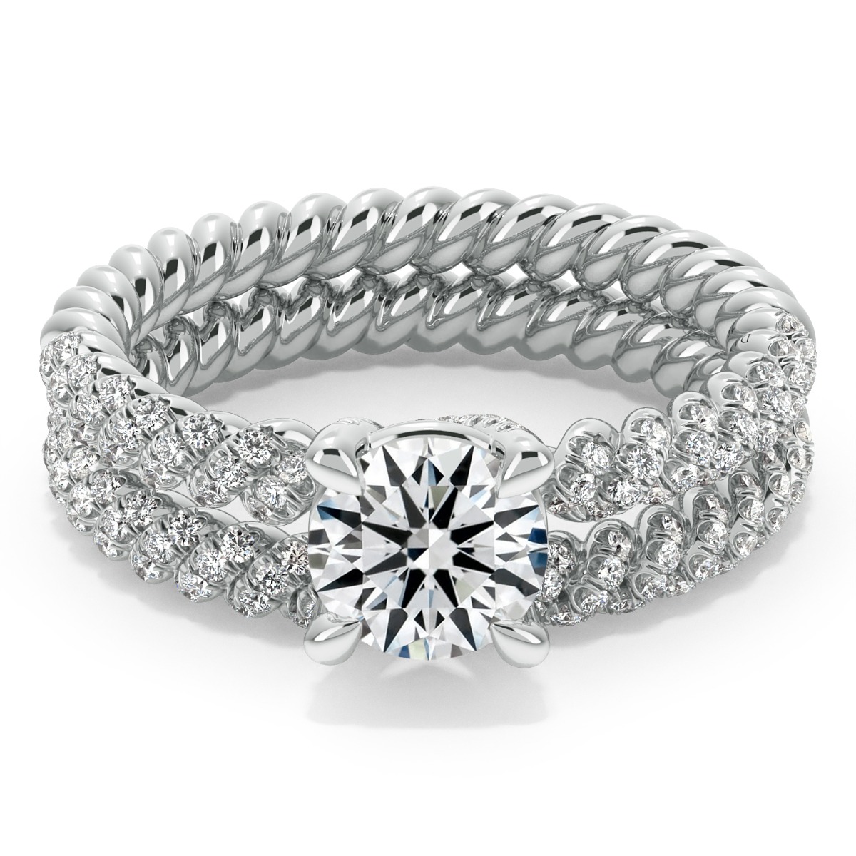 Eleganza Braided Diamond Engagement Ring — image 5 of 9