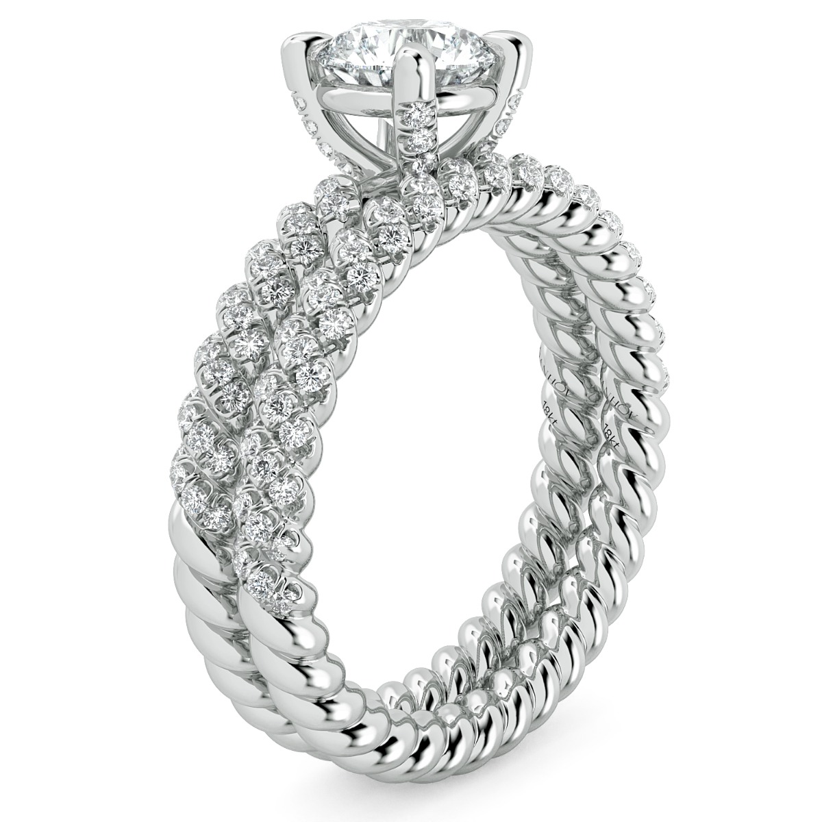 Eleganza Braided Diamond Engagement Ring — image 6 of 9