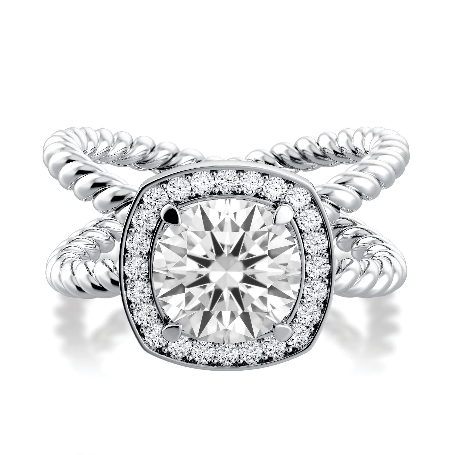 Eleganza Unique Design Engagement Ring with Halo — image 4 of 4
